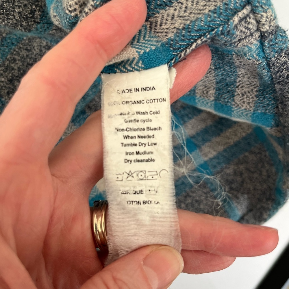 Prana Blue and Gray Textured Fabric Woodman Flannel Size Large - Picture 8 of 9